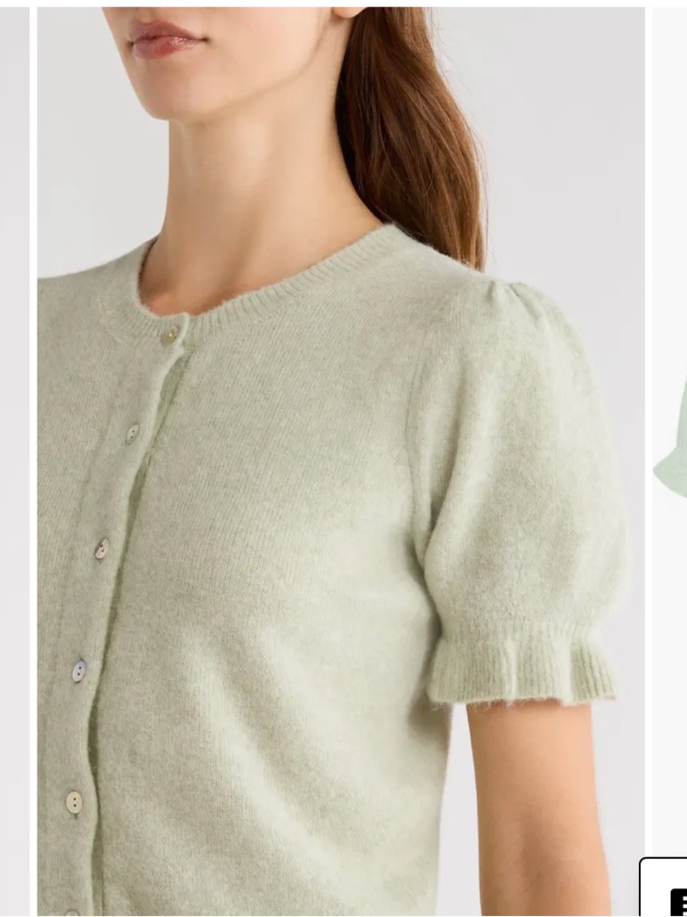 Rails Light Green Puff Sleeve Ruffle Cardigan - Picture 7 of 16